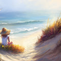 Coastal Dune Landscape Mural Wallpaper — Oil Painting Art Style Mural Wallpaper - room preview 04