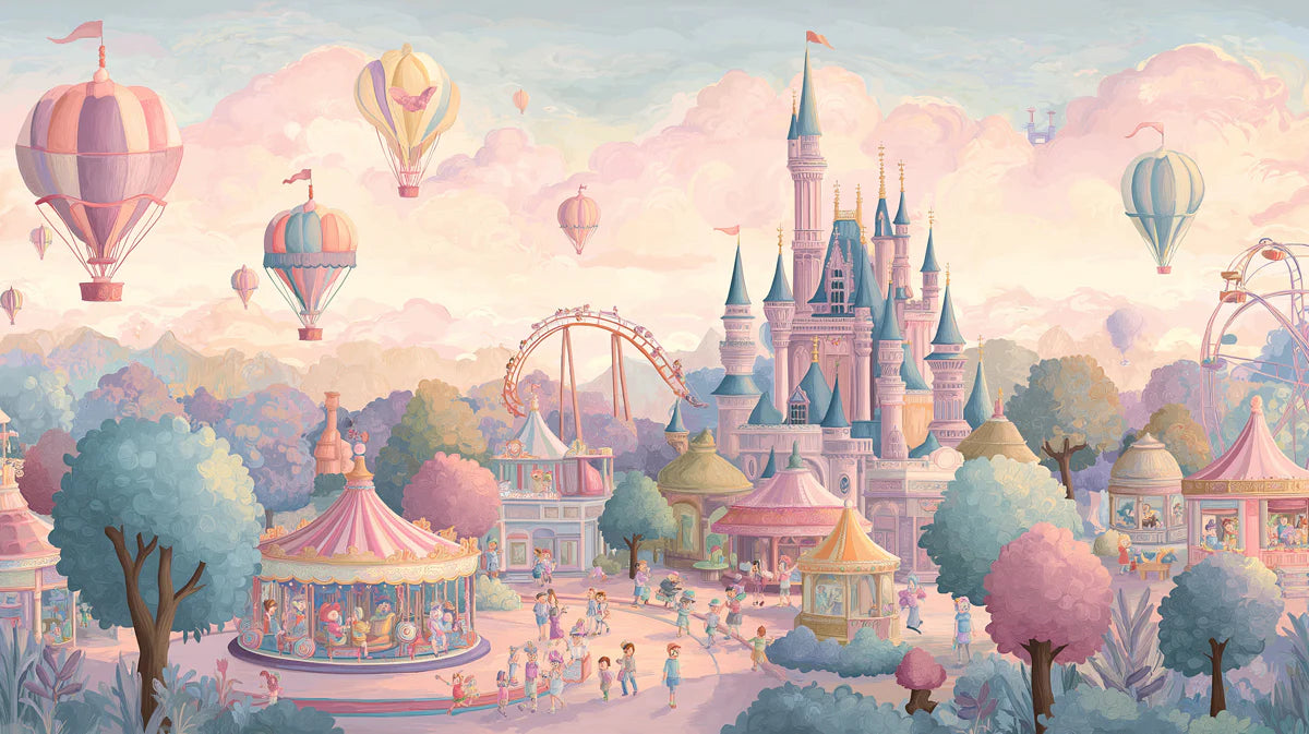 Fantasy Castle and Fairground Mural Wallpaper — Whimsical Decor Mural Wallpaper - room preview 04