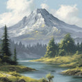 Snow-Dusted Alpine Peak Mural Wallpaper in Impressionist Style Mural Wallpaper - room preview 04