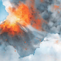 Volcanic Eruption Watercolor Mural Wallpaper — Abstract Nature Art Mural Wallpaper - room preview 04