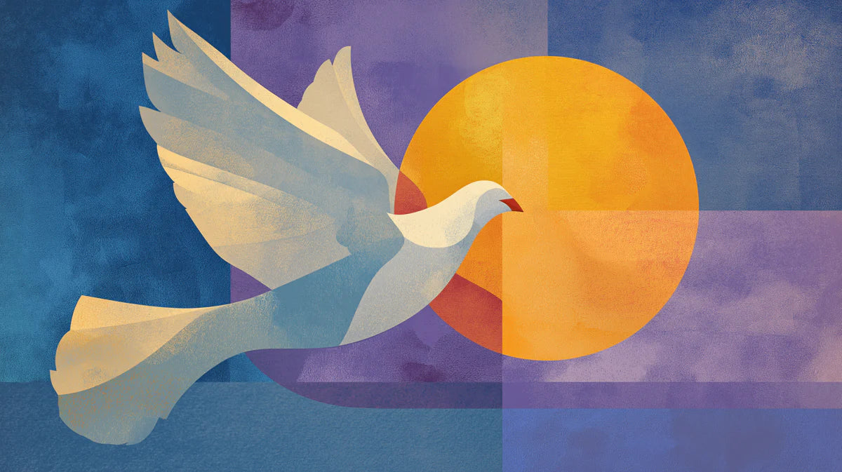 Dove of Peace Geometric Mural Wallpaper — Symbolic Modern Art Mural Wallpaper - room preview 04