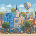 European Village Street Mural Wallpaper in Storybook Colors Mural Wallpaper - room preview 04