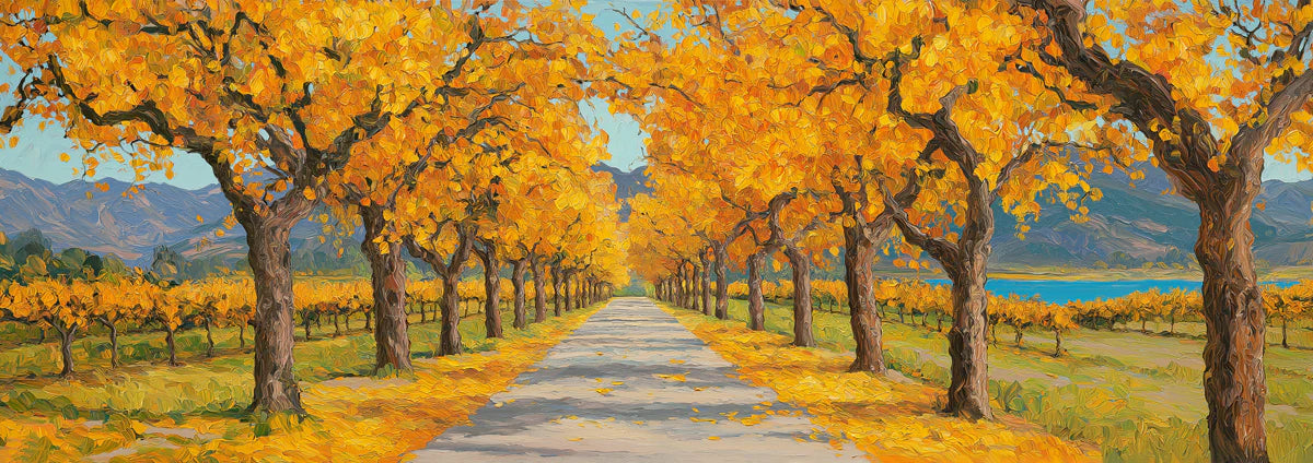 Golden Autumn Orchard Mural Wallpaper — Impressionistic Landscape Mural Wallpaper - room preview 04