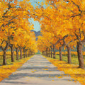 Golden Autumn Orchard Mural Wallpaper — Impressionistic Landscape Mural Wallpaper - room preview 04