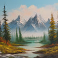 Alpine Wilderness Mural Wallpaper — Impressionistic Oil Painting Mural Wallpaper - room preview 04