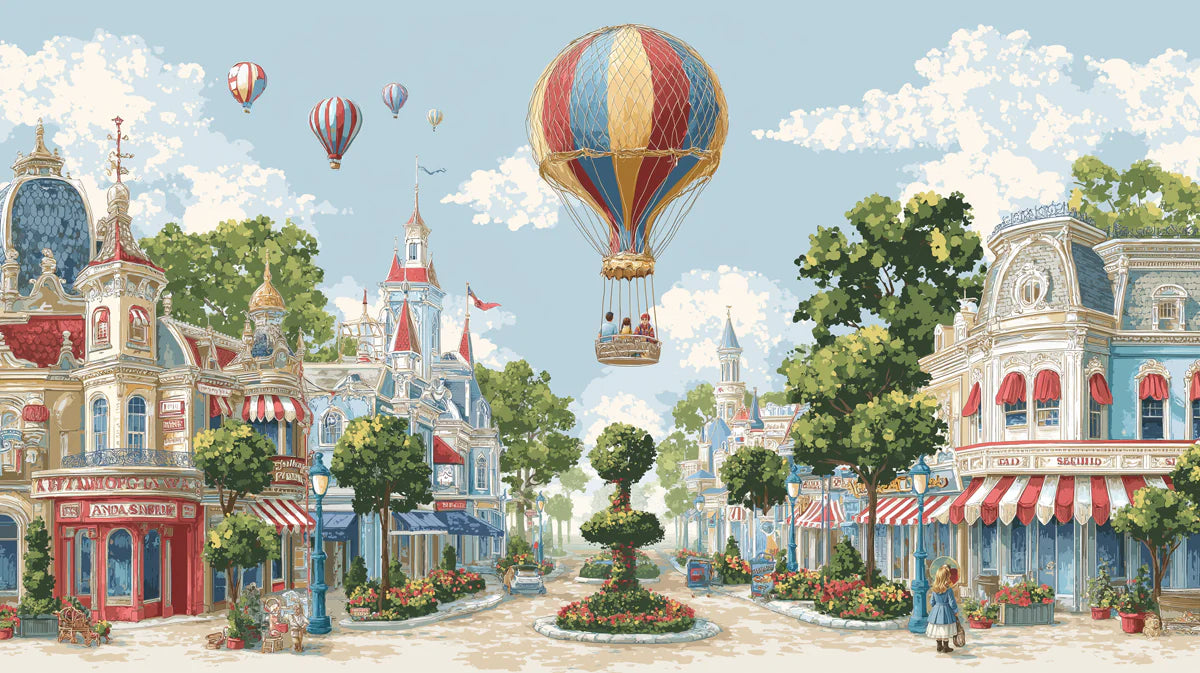 Victorian Townscape Mural Wallpaper — Whimsical Fantasy Adventure Mural Wallpaper - room preview 04