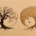 Dual Nature Yin-Yang Tree Mural Wallpaper — Fine Line Art Mural Wallpaper - room preview 04
