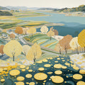 Golden Autumn Valley Mural Wallpaper — Scenic Countryside Landscape Mural Wallpaper - room preview 04