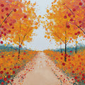 Autumn Pathway Impressionist Mural — Vibrant Seasonal Tree Decor Mural Wallpaper - room preview 04