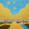 Golden Autumn Forest Mural Wallpaper — Modern Impressionist Landscape Mural Wallpaper - room preview 04