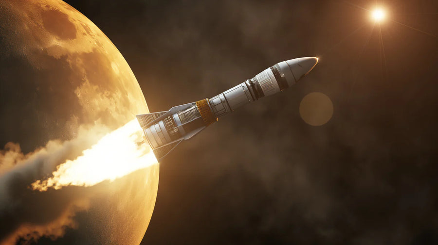 Rocket Wallpaper Mural – Space Wall Mural – Interstellar Rocket Launch — Cinematic Space Design printable artwork