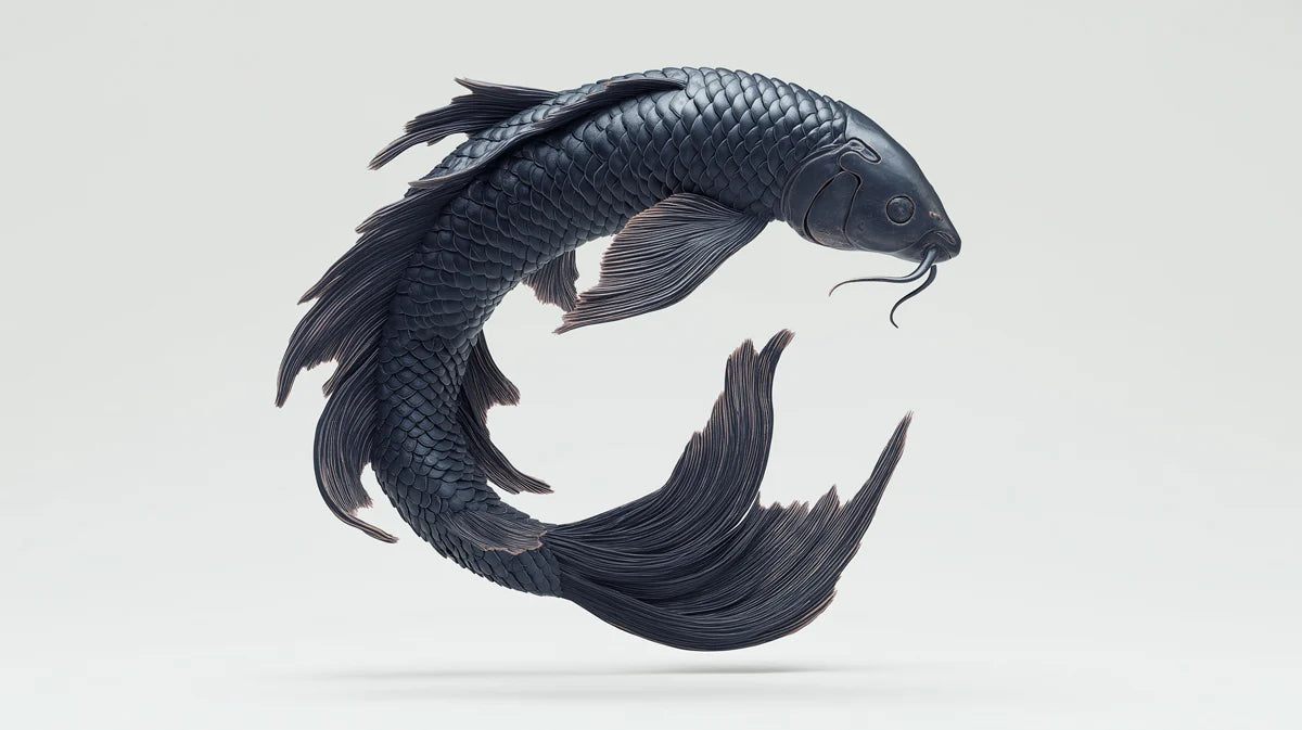 Sculptural Koi Fish Mural Wallpaper — Minimalist Zen Wall Art Mural Wallpaper - room preview 04