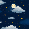 Starry Night Clouds Mural Wallpaper — Whimsical Night Sky Decor Mural Wallpaper - room preview 04