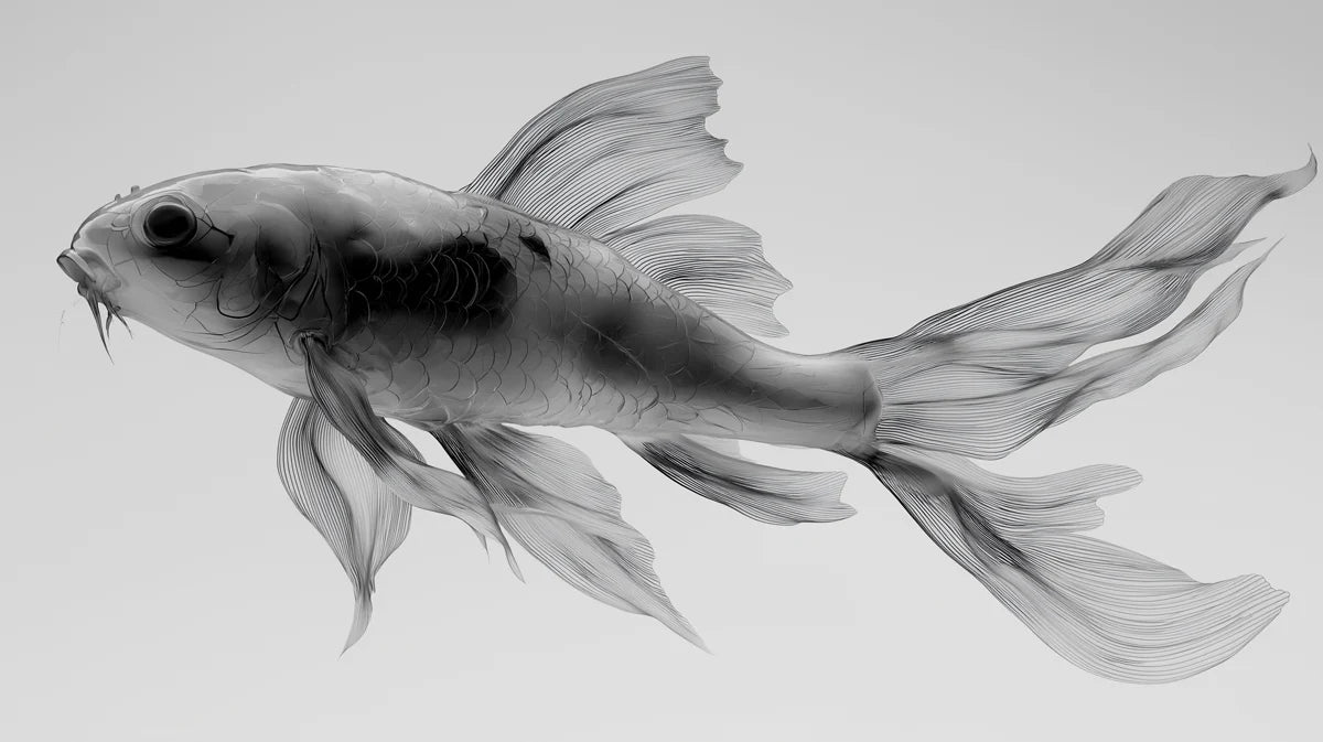 Transparent Koi Fish Mural Wallpaper — Minimalist Ink Style Mural Wallpaper - room preview 04