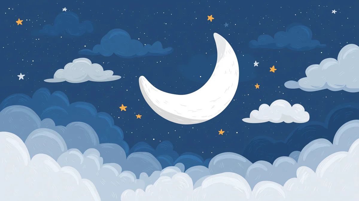 Crescent Moon and Night Sky Mural Wallpaper — Whimsical Decor Mural Wallpaper - room preview 04