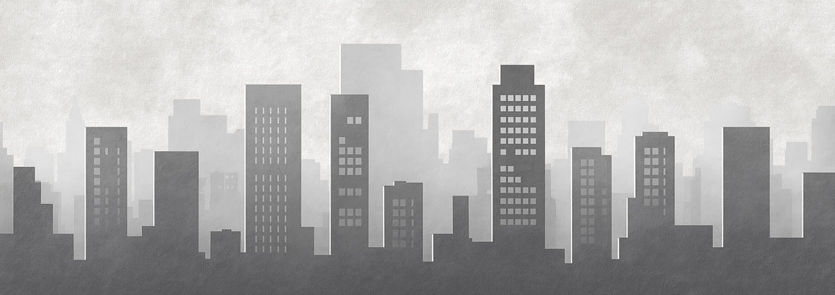 Minimalist Cityscape Mural Wallpaper — Urban Architectural Skyline Mural Wallpaper - room preview 04