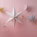 Hanging Paper Star Mural Wallpaper — Whimsical Soft Pink Decor Mural Wallpaper - room preview 04