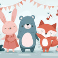 Forest Friends Celebration Mural Wallpaper — Whimsical Kids Art Mural Wallpaper - room preview 04