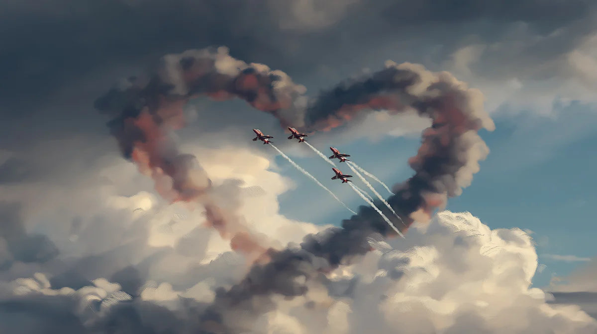 Aviation Heart Sky Mural Wallpaper — Painterly Cloud Adventure Mural Wallpaper - room preview 04