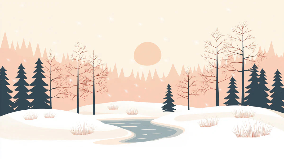 Minimalist Winter Landscape Mural Wallpaper — Soft Peach and Charcoal Mural Wallpaper - room preview 04