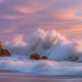 Coastal Twilight Wave Mural Wallpaper — Long Exposure Seascape Mural Wallpaper - room preview 04