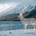 Wireframe Stag Lakeside Mural Wallpaper — Modern Digital Landscape Mural Wallpaper - room preview 04