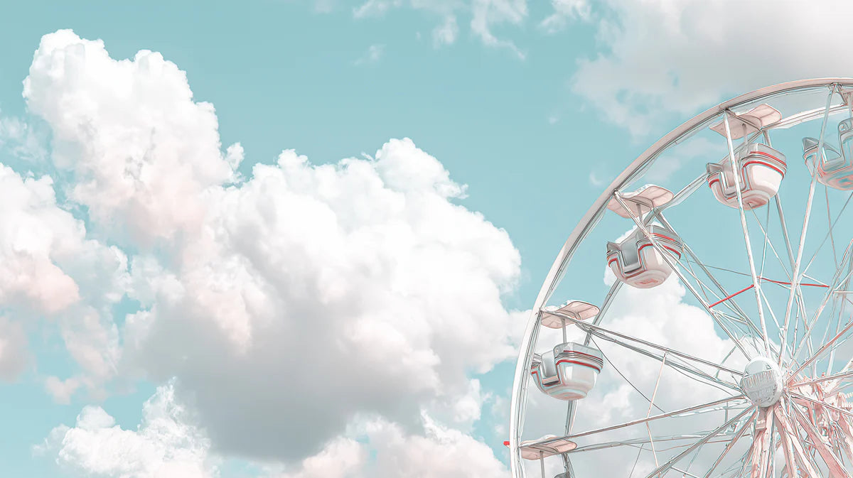 Ferris Wheel Sky Mural Wallpaper — Pastel Carnival Cloud Design Mural Wallpaper - room preview 04