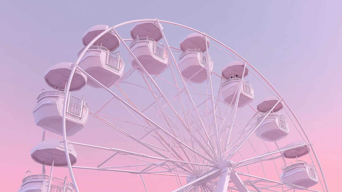 Dreamy Ferris Wheel Mural Wallpaper in Soft Pastel Pink Mural Wallpaper - room preview 04