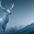 Glacial Deer Mural Wallpaper — Alpine Winter Wildlife Scene Mural Wallpaper - room preview 04