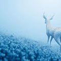 Digital Mesh Deer Mural Wallpaper — Ethereal Blue Forest Landscape Mural Wallpaper - room preview 04
