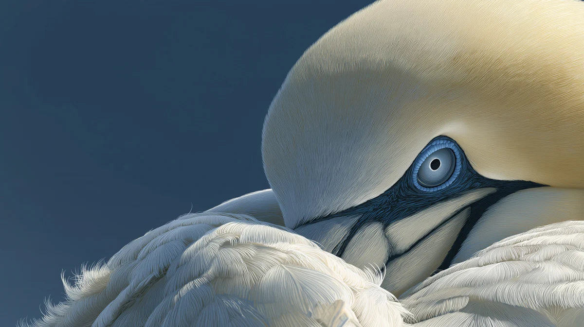 Gannet Macro Portrait Mural Wallpaper — Minimalist Nature Decor Mural Wallpaper - room preview 04