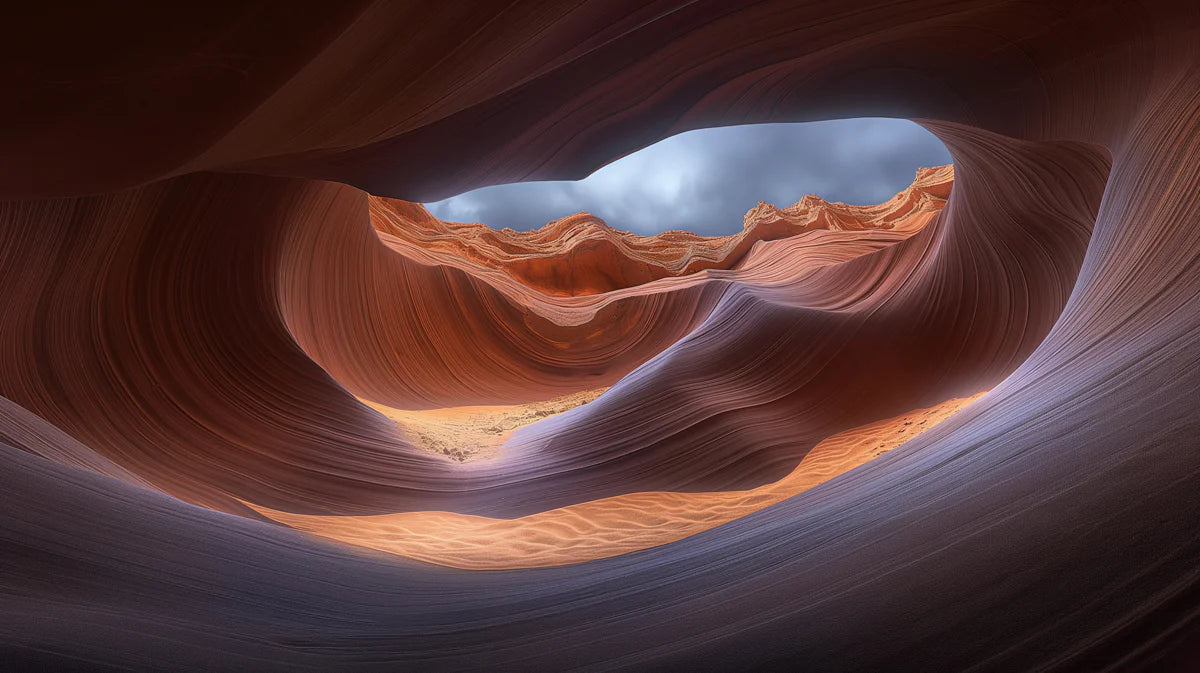 Antelope Canyon Sandstone Mural Wallpaper — Fluid Earthy Curves Mural Wallpaper - room preview 04