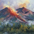 Fiery Mountain Peak Mural Wallpaper — Dramatic Oil Painting Scene Mural Wallpaper - room preview 04