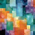 Abstract Watercolor Mosaic Mural Wallpaper — Vibrant Artistic Grid Mural Wallpaper - room preview 04