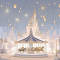Enchanted Castle Carousel Mural Wallpaper — Whimsical Night Scene Mural Wallpaper - room preview 04
