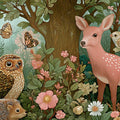 Enchanted Wildlife Forest Mural Wallpaper — Whimsical Storybook Art Mural Wallpaper - room preview 04