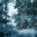 Snowy Owl Night Forest Mural Wallpaper — Moody Winter Art Mural Wallpaper - room preview 04