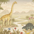Jurassic Valley Prehistoric Landscape Mural Wallpaper - room preview 04