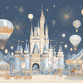 Midnight Castle and Carnival Mural Wallpaper in Blue and Gold Mural Wallpaper - room preview 04