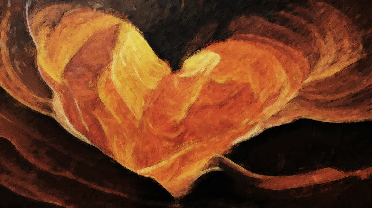 Abstract Amber Heart Mural Wallpaper — Impressionist Wall Art Mural Wallpaper - room preview 04
