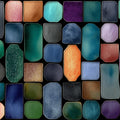 Watercolor Gemstone Mosaic Mural Wallpaper — Multi-Color Grid Pattern Mural Wallpaper - room preview 04