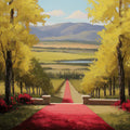 Autumn Vineyard Path Mural Wallpaper — Impressionist Landscape Mural Wallpaper - room preview 04