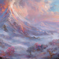 Erupting Volcano Mural Wallpaper — Surreal Pastel Mountain Scenery Mural Wallpaper - room preview 04