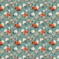 Vintage Rose Garden Floral Mural Wallpaper in Muted Teal Mural Wallpaper - room preview 04