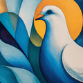 Abstract Dove Geometric Mural Wallpaper — Symbolic Modern Art Mural Wallpaper - room preview 04