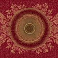 Crimson and Gold Mandala Mural Wallpaper — Royal Floral Pattern Mural Wallpaper - room preview 04