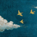 Golden Birds in Teal Sky Mural Wallpaper — Minimalist Artistic Style Mural Wallpaper - room preview 04