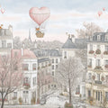 Parisian Sketch Townscape Mural Wallpaper — Soft Pink and Cream Mural Wallpaper - room preview 04