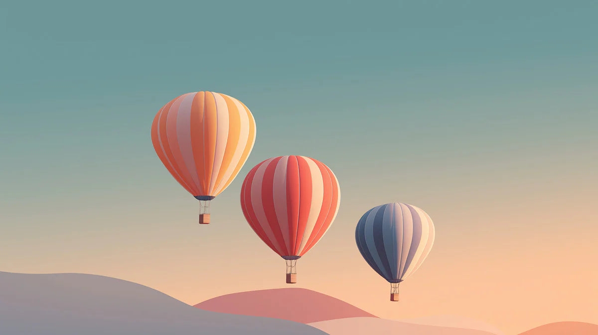 Floating Balloons Mural Wallpaper — Minimalist Sunset Gradient Mural Wallpaper - room preview 04