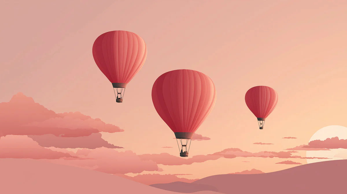 Floating Hot Air Balloons Mural Wallpaper —Dreamy Pastel Sunset Mural Wallpaper - room preview 04